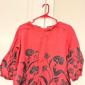 Chic Red Floral Blouse
